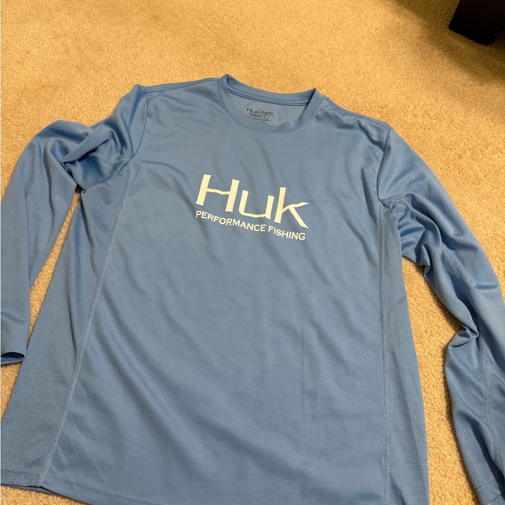 Huk Men's Long Sleeve Blue Fishing Tee